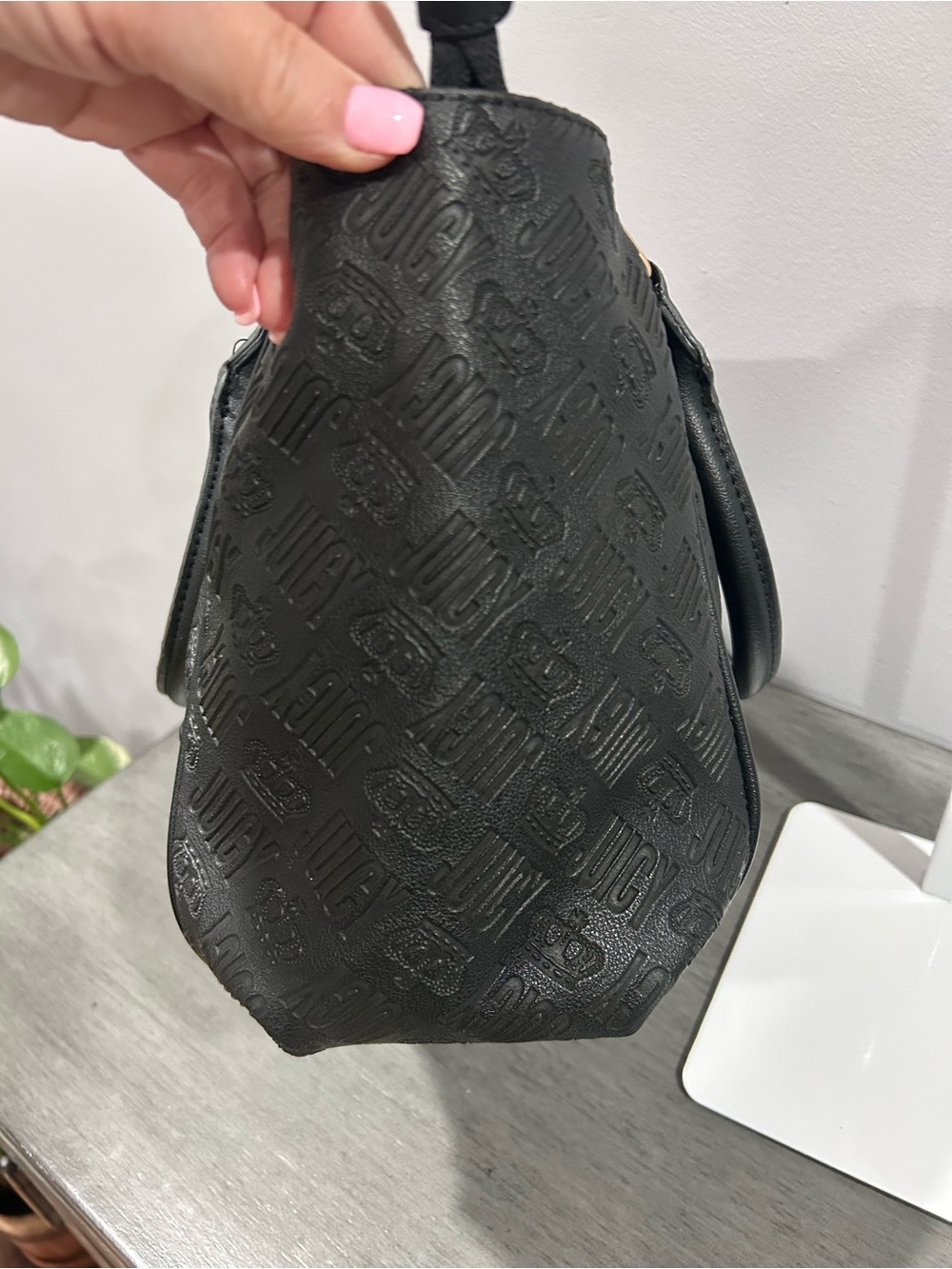 Juicy Couture Black Embossed Logo Tote with Gold Hardware - Picture 9 of 12